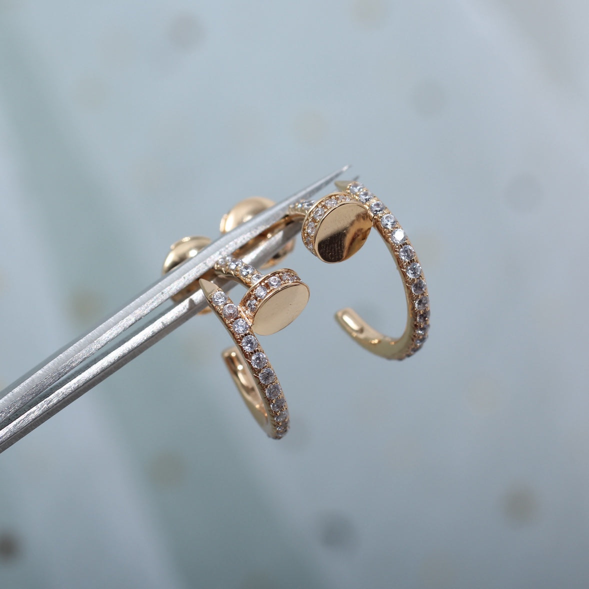 CARTIER JUSTE EARRINGS 12.75MM PINK GOLD DIAMOND
