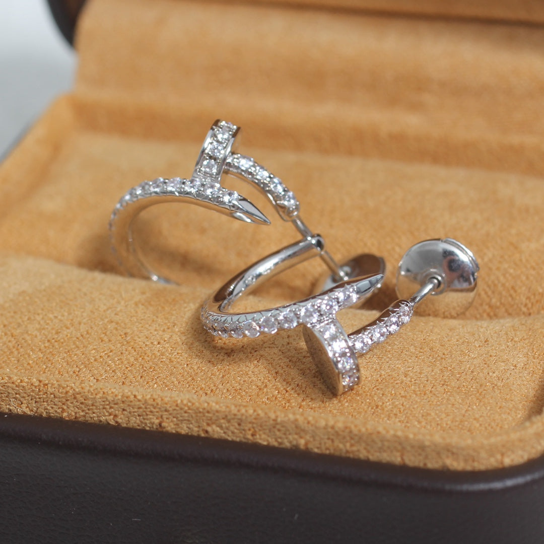CARTIER JUSTE EARRINGS 12.75MM SILVER DIAMOND