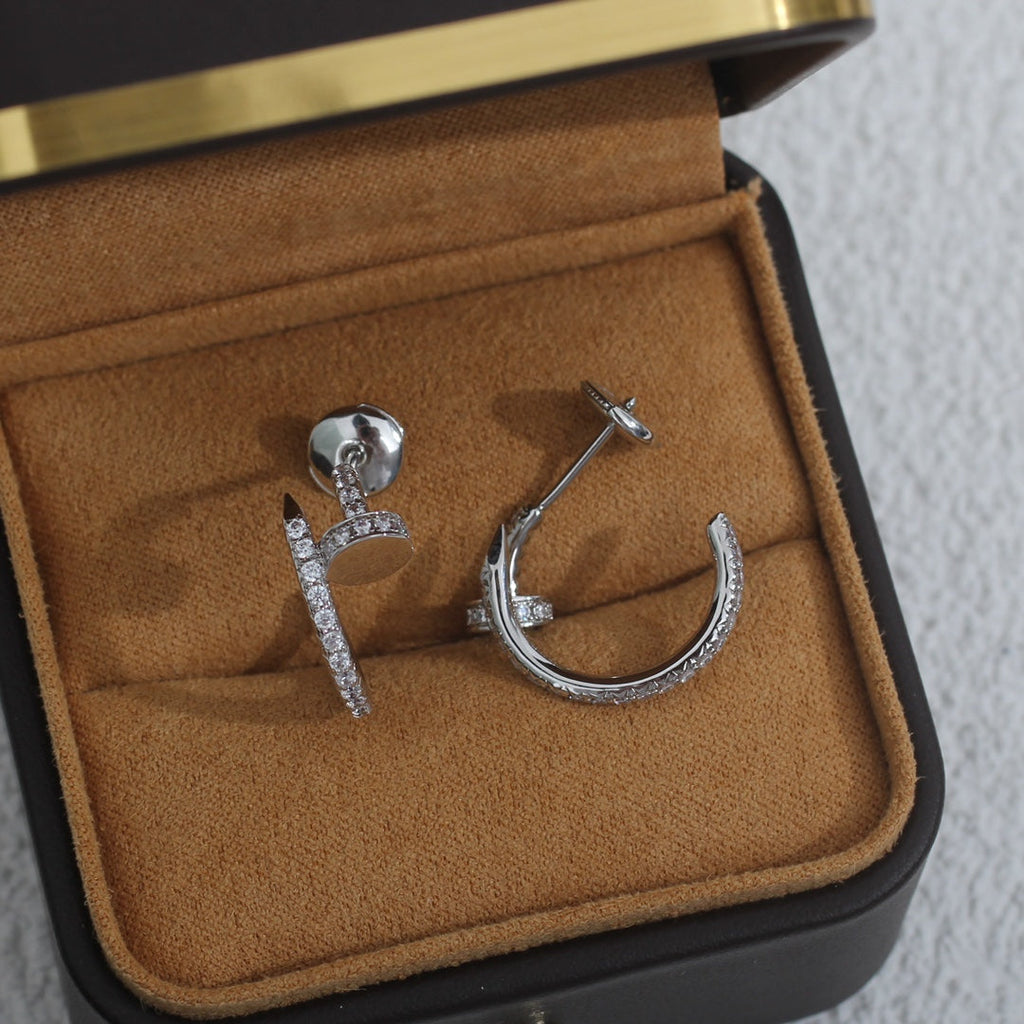 CARTIER JUSTE EARRINGS 12.75MM SILVER DIAMOND
