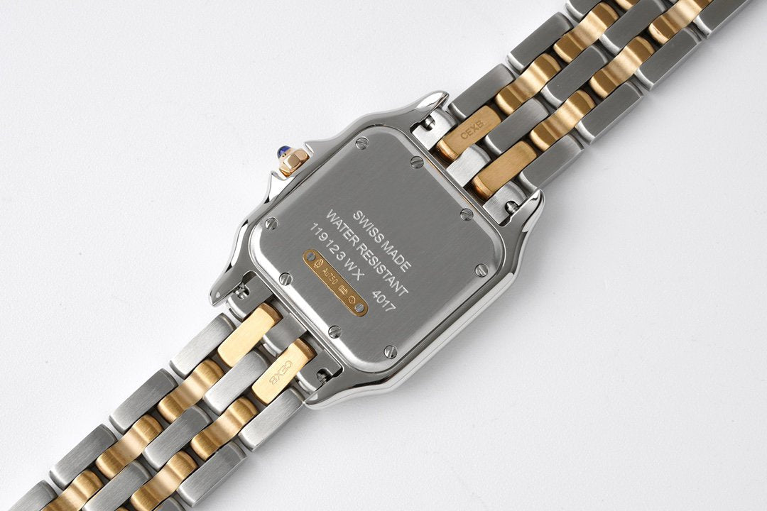 PANTHERE 27MM PINK GOLD SILVER CASE DIAMOND BEZEL WHITE DIAL
