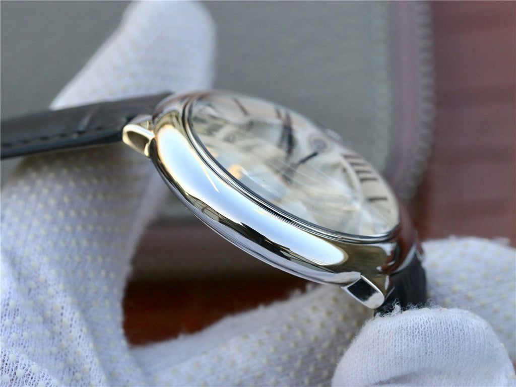 BALLON BLEU DATE 42 SILVER DIAL BLACK BRACELET
