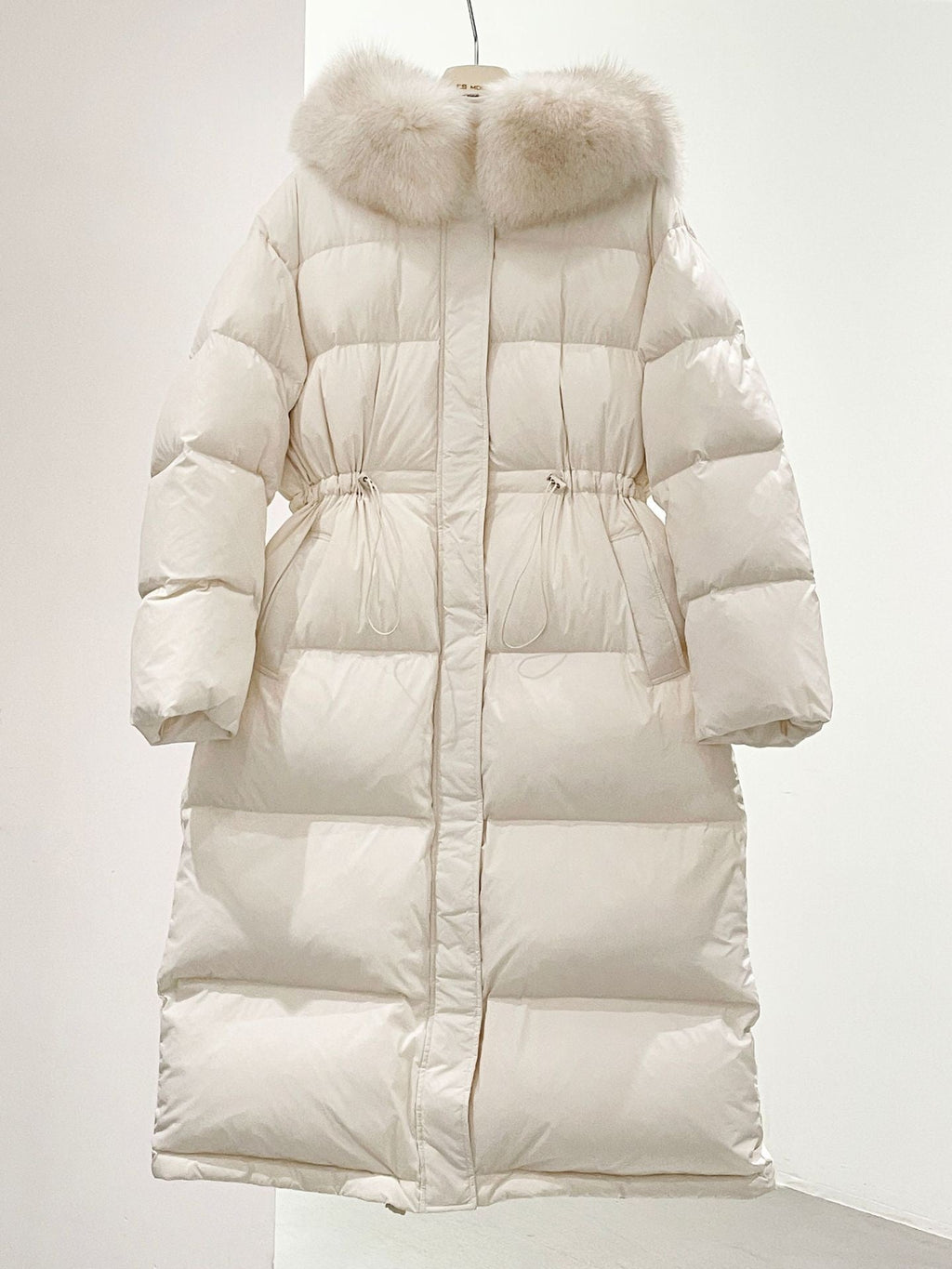 MAX MARA 25S LONG DOWN COAT WITH FOX FUR COLLAR 175